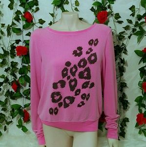 Wildfox Hot Pink Leopard Print Baggy Beach Jumper